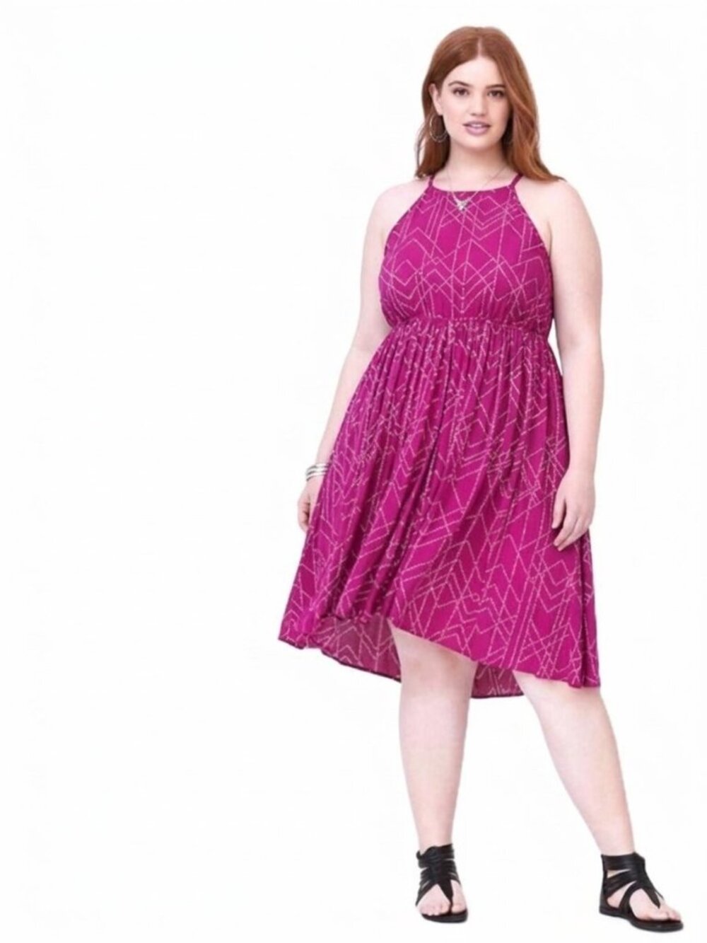 TORRID Challis High-Low Sleeveless Swing Dress. Plus Size 2
